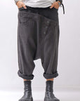 【studio b3】 UNSEX WRINKLE LINEN&COTTON BOX SARROUEL PANTS RBB1974_FADE BLACK