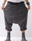 【studio b3】 UNSEX WRINKLE LINEN&COTTON BOX SARROUEL PANTS RBB1974_FADE BLACK