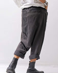 【studio b3】 UNSEX WRINKLE LINEN&COTTON BOX SARROUEL PANTS RBB1974_FADE BLACK
