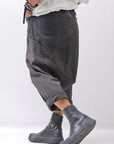 【studio b3】 UNSEX WRINKLE LINEN&COTTON BOX SARROUEL PANTS RBB1974_FADE BLACK