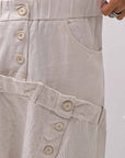 【studio b3】 UNSEX WRINKLE LINEN&COTTON BOX SARROUEL PANTS RBB1974_MILK
