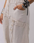 【studio b3】 UNSEX WRINKLE LINEN&COTTON BOX SARROUEL PANTS RBB1974_MILK
