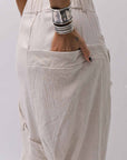 【studio b3】 UNSEX WRINKLE LINEN&COTTON BOX SARROUEL PANTS RBB1974_MILK