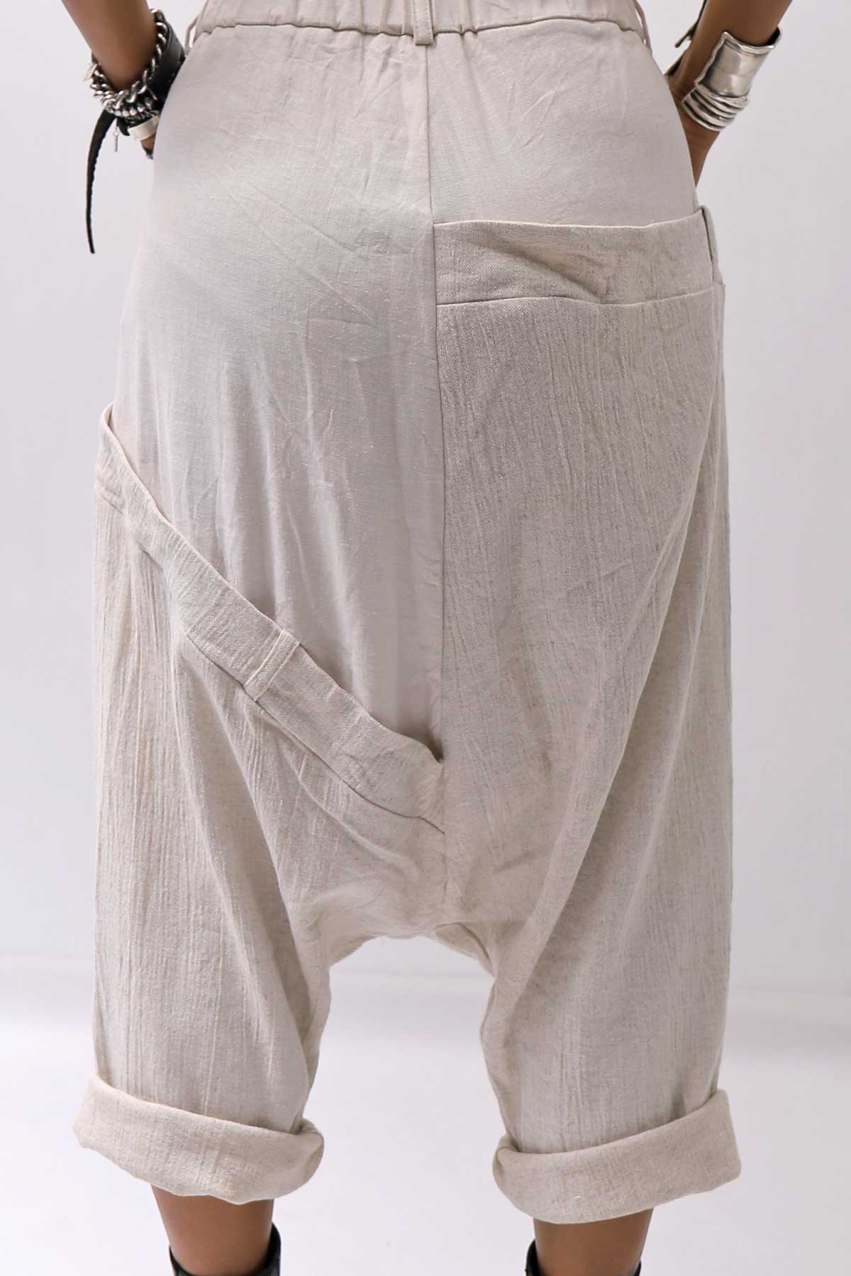 【studio b3】 UNSEX WRINKLE LINEN&amp;COTTON BOX SARROUEL PANTS RBB1974_MILK
