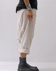 【studio b3】 UNSEX WRINKLE LINEN&COTTON BOX SARROUEL PANTS RBB1974_MILK