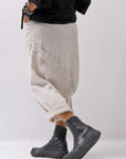【studio b3】 UNSEX WRINKLE LINEN&COTTON BOX SARROUEL PANTS RBB1974_MILK