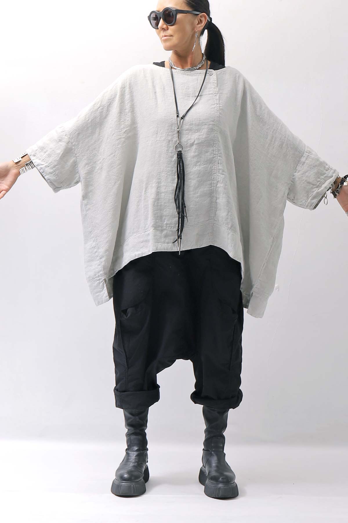 【RUNDHOLZ】 UNISEX OVERSIZED LINEN TOP 354 0506_GREY(SAND GREY)