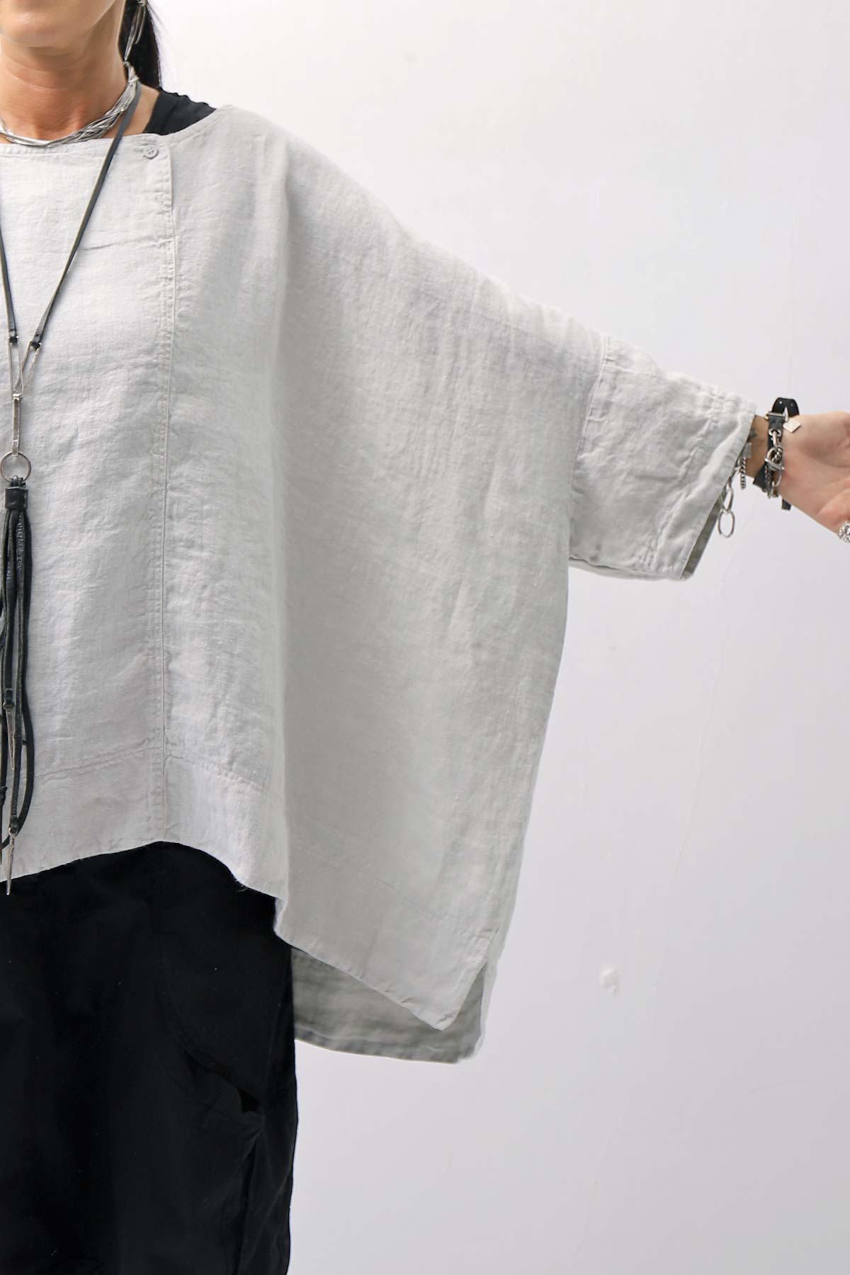 【RUNDHOLZ】 UNISEX OVERSIZED LINEN TOP 354 0506_GREY(SAND GREY)