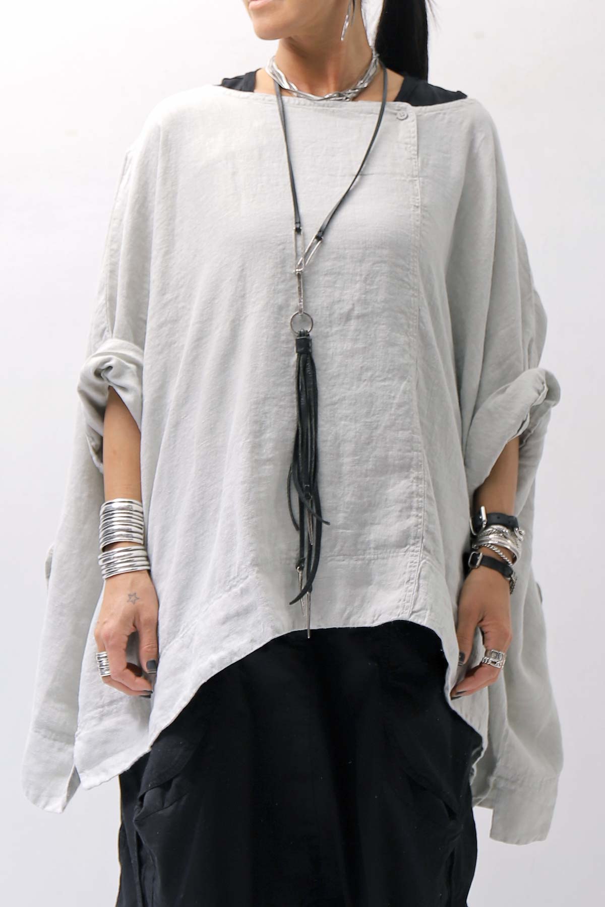 【RUNDHOLZ】 UNISEX OVERSIZED LINEN TOP 354 0506_GREY(SAND GREY)