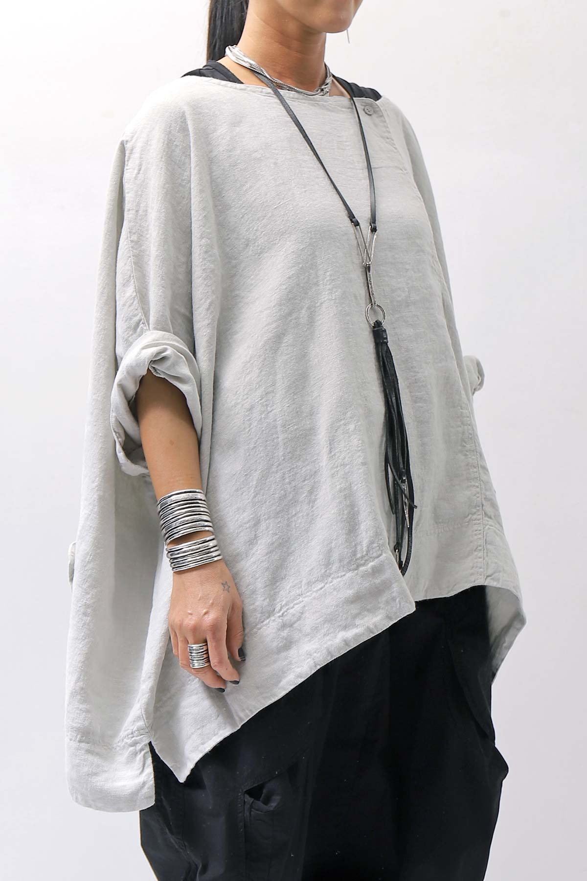 【RUNDHOLZ】 UNISEX OVERSIZED LINEN TOP 354 0506_GREY(SAND GREY)