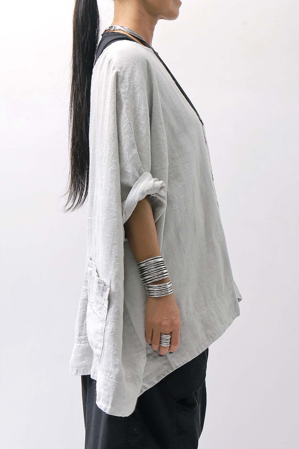 【RUNDHOLZ】 UNISEX OVERSIZED LINEN TOP 354 0506_GREY(SAND GREY)