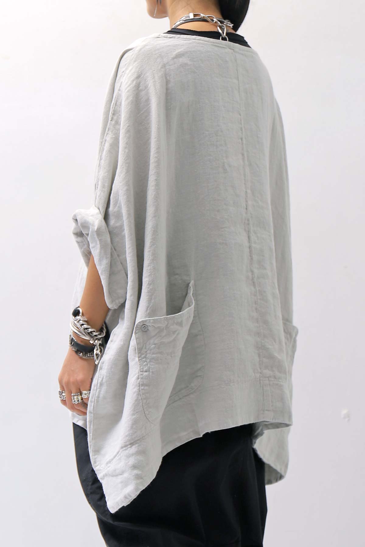 【RUNDHOLZ】 UNISEX OVERSIZED LINEN TOP 354 0506_GREY(SAND GREY)