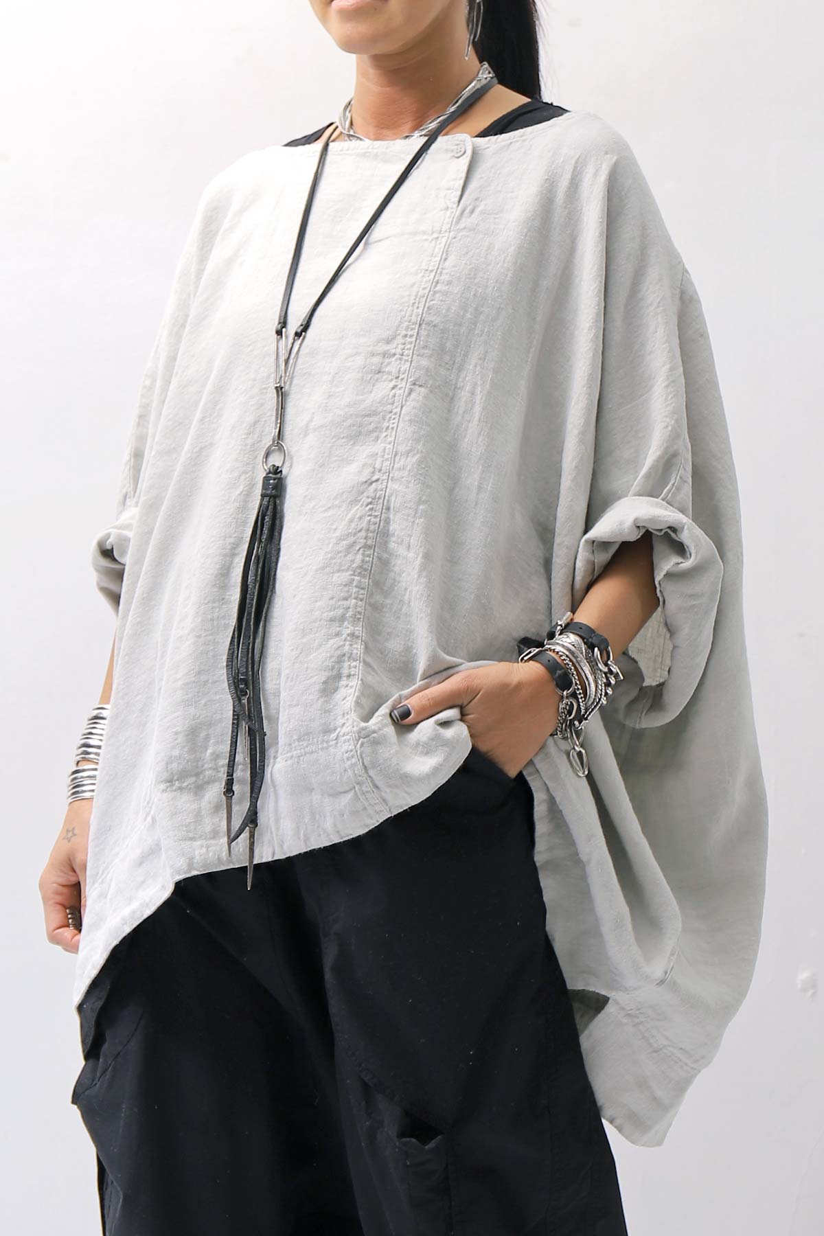 【RUNDHOLZ】 UNISEX OVERSIZED LINEN TOP 354 0506_GREY(SAND GREY)