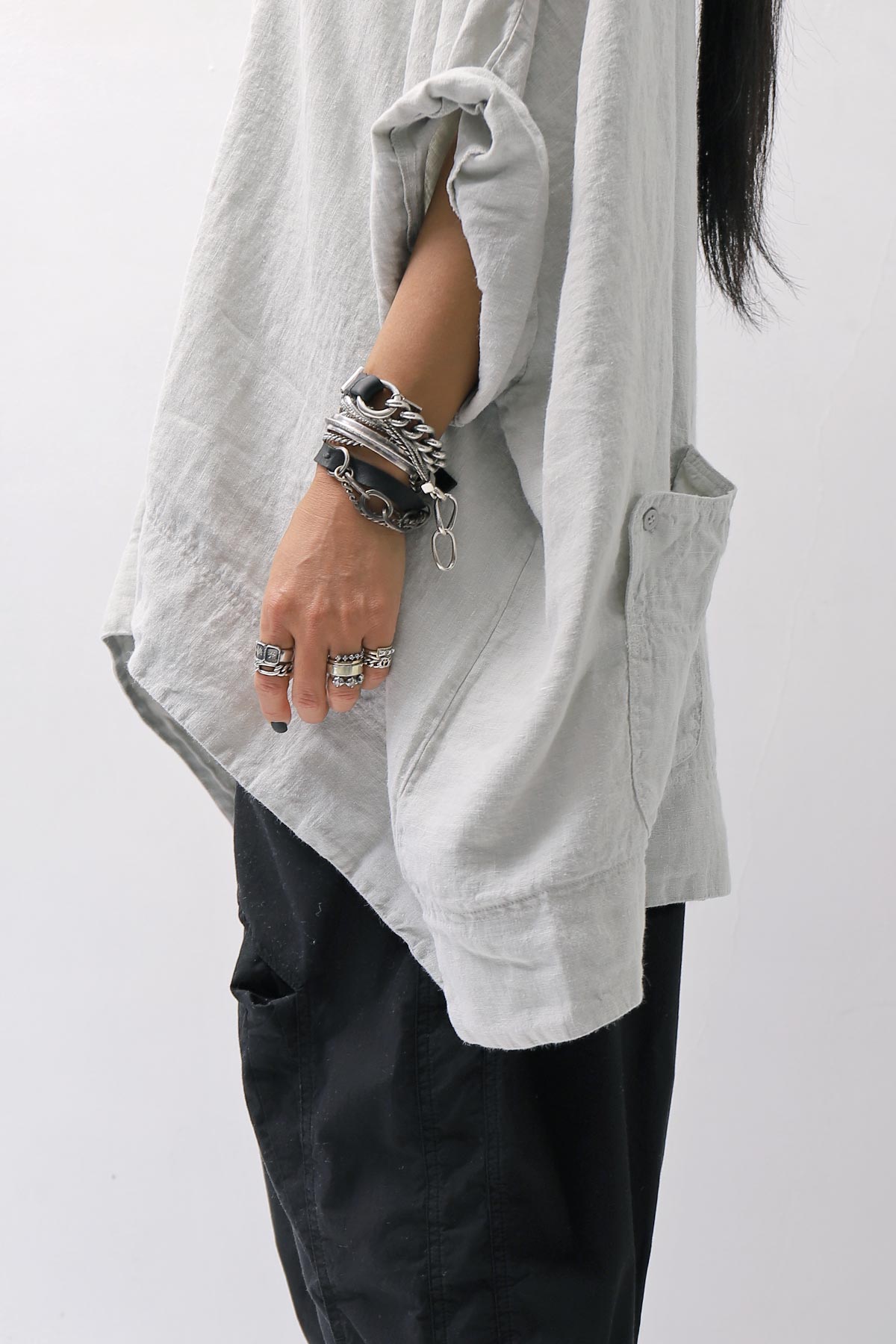 【RUNDHOLZ】 UNISEX OVERSIZED LINEN TOP 354 0506_GREY(SAND GREY)