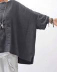 【RUNDHOLZ】 UNISEX OVERSIZED LINEN TOP 354 0506_BLACK