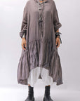 【RUNDHOLZ】 COTTON CHIFFON SHIRT DRESS _AMBER FOG