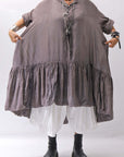 【RUNDHOLZ】 COTTON CHIFFON SHIRT DRESS _AMBER FOG