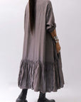 【RUNDHOLZ】 COTTON CHIFFON SHIRT DRESS _AMBER FOG