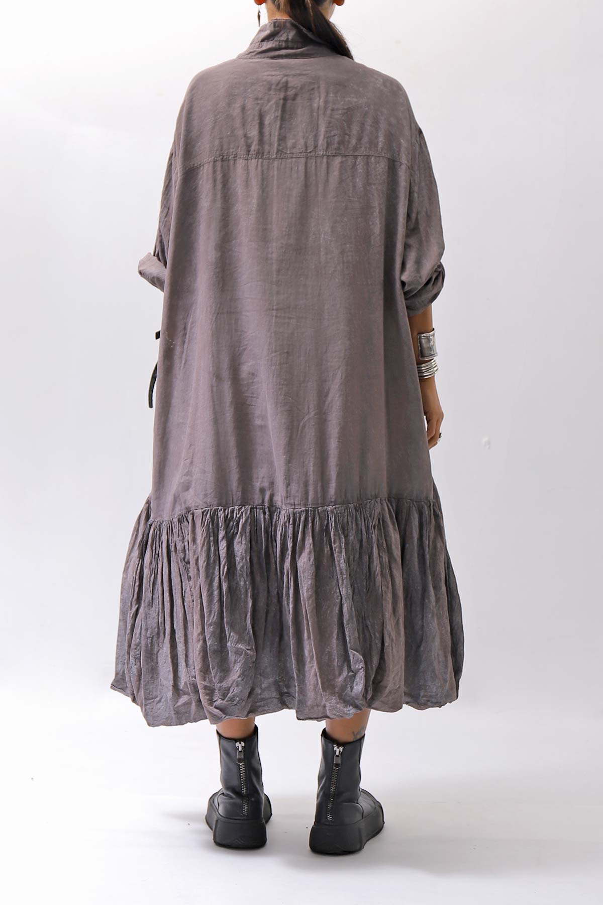 【RUNDHOLZ】 COTTON CHIFFON SHIRT DRESS _AMBER FOG
