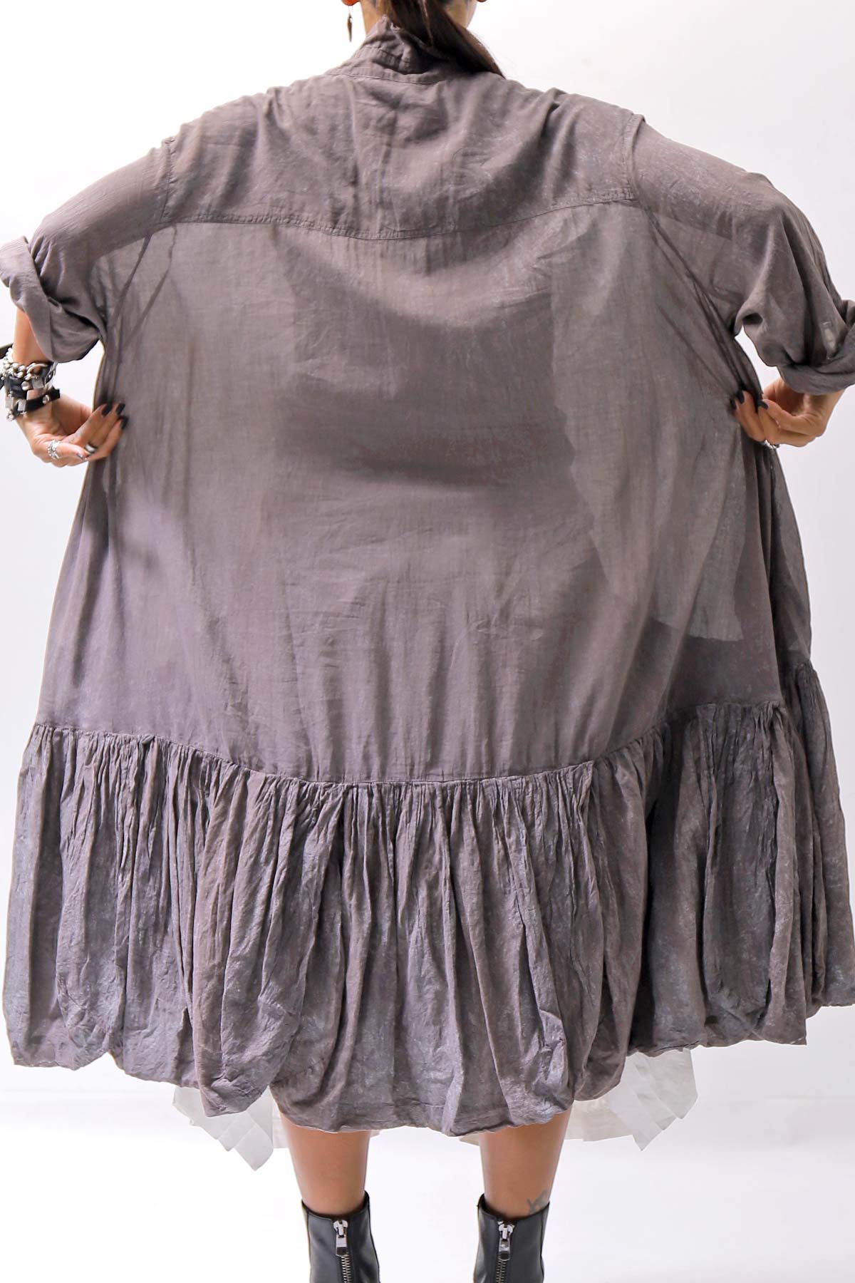 【RUNDHOLZ】 COTTON CHIFFON SHIRT DRESS _AMBER FOG