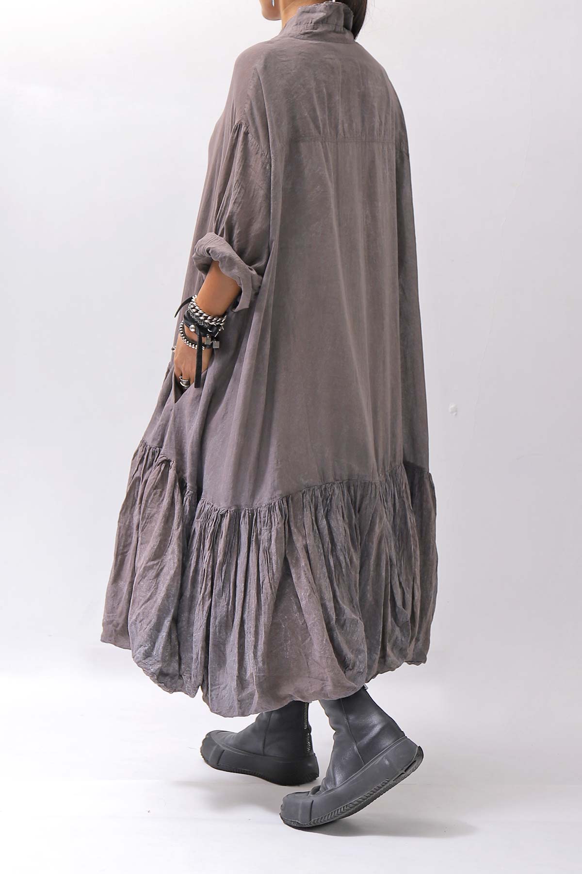 【RUNDHOLZ】 COTTON CHIFFON SHIRT DRESS _AMBER FOG