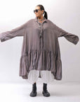 【RUNDHOLZ】 COTTON CHIFFON SHIRT DRESS _AMBER FOG