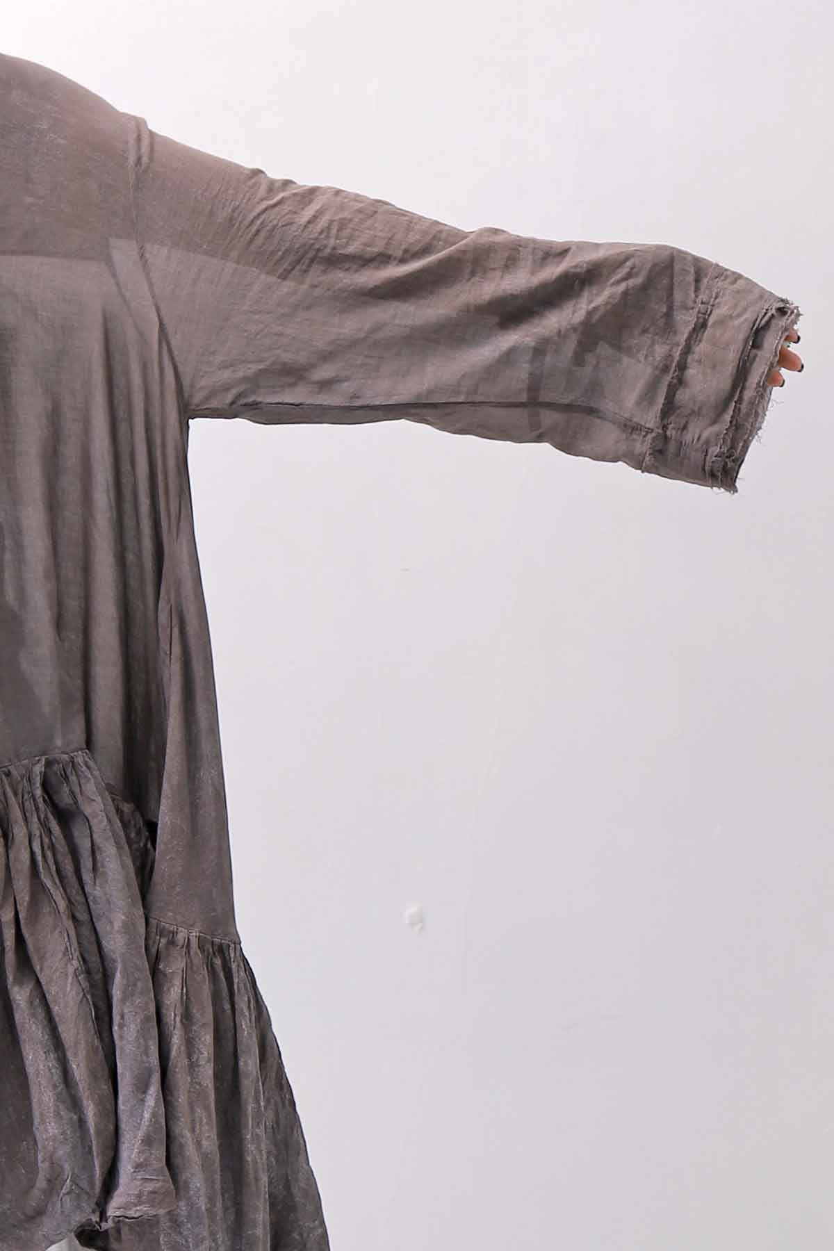 【RUNDHOLZ】 COTTON CHIFFON SHIRT DRESS _AMBER FOG