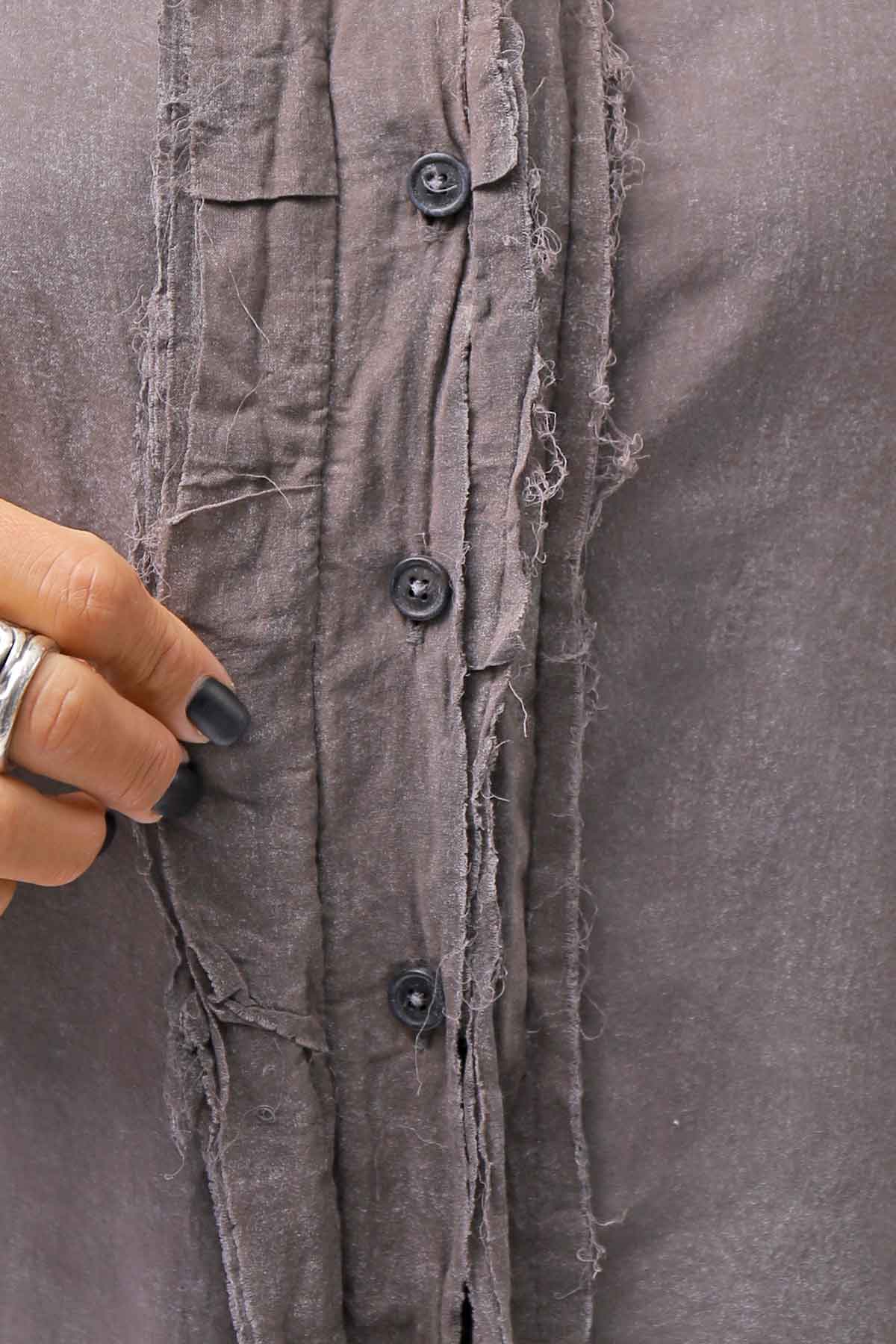 【RUNDHOLZ】 COTTON CHIFFON SHIRT DRESS _AMBER FOG