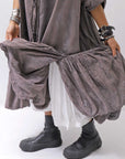 【RUNDHOLZ】 COTTON CHIFFON SHIRT DRESS _AMBER FOG