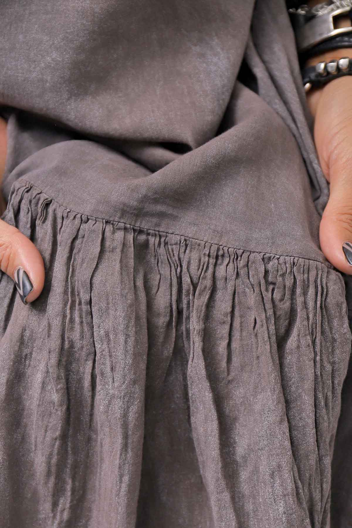 【RUNDHOLZ】 COTTON CHIFFON SHIRT DRESS _AMBER FOG