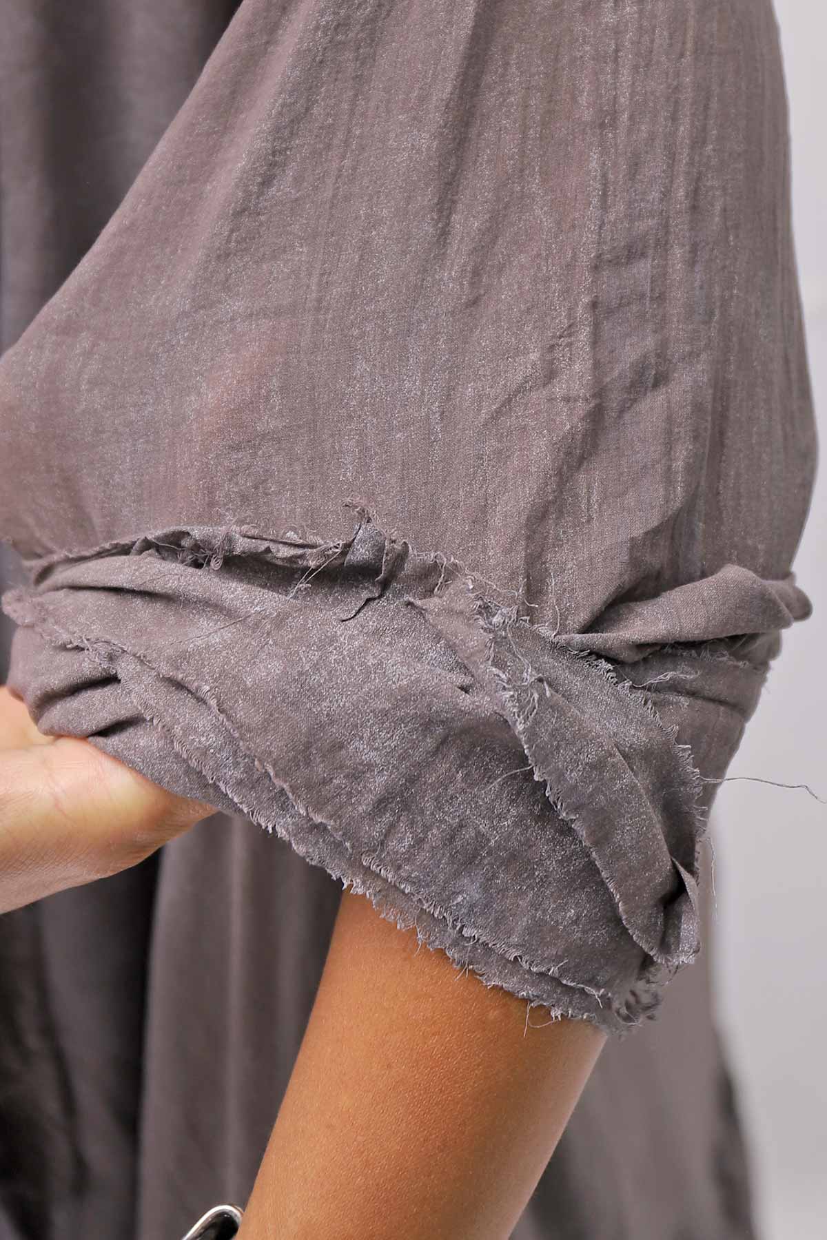 【RUNDHOLZ】 COTTON CHIFFON SHIRT DRESS _AMBER FOG