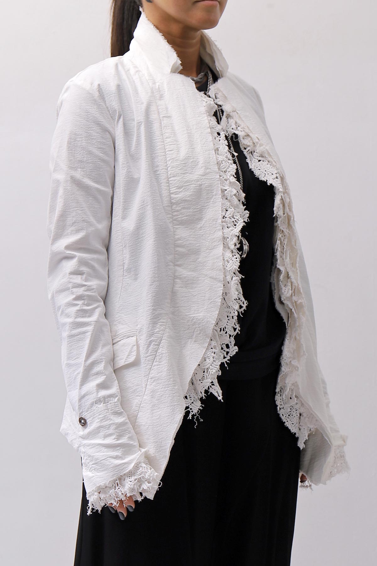 【RUNDHOLZ】 GRUNGE COTTON LACE &amp; STRETCH JACKET _SEAFOAM FOG