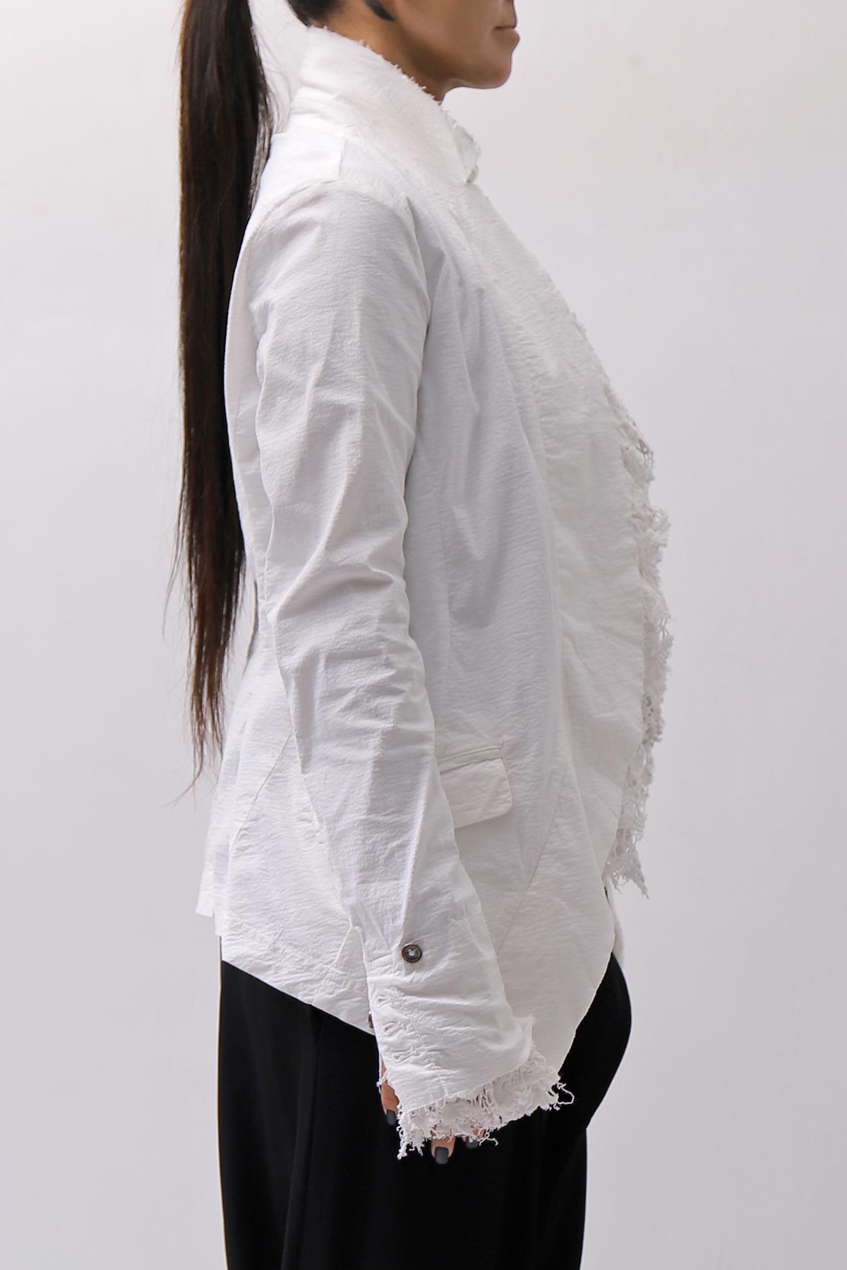 【RUNDHOLZ】 GRUNGE COTTON LACE &amp; STRETCH JACKET _SEAFOAM FOG