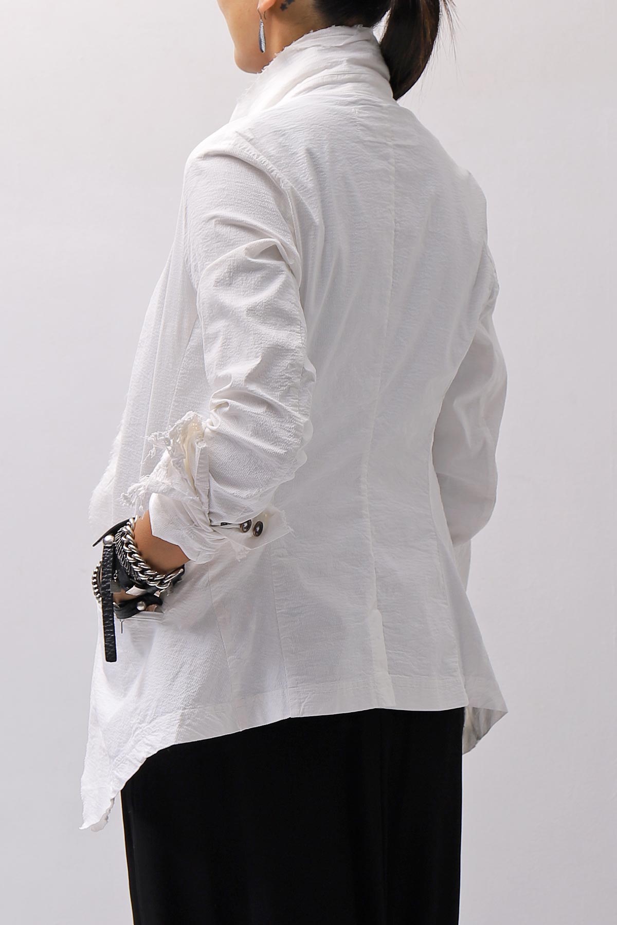 【RUNDHOLZ】 GRUNGE COTTON LACE &amp; STRETCH JACKET _SEAFOAM FOG