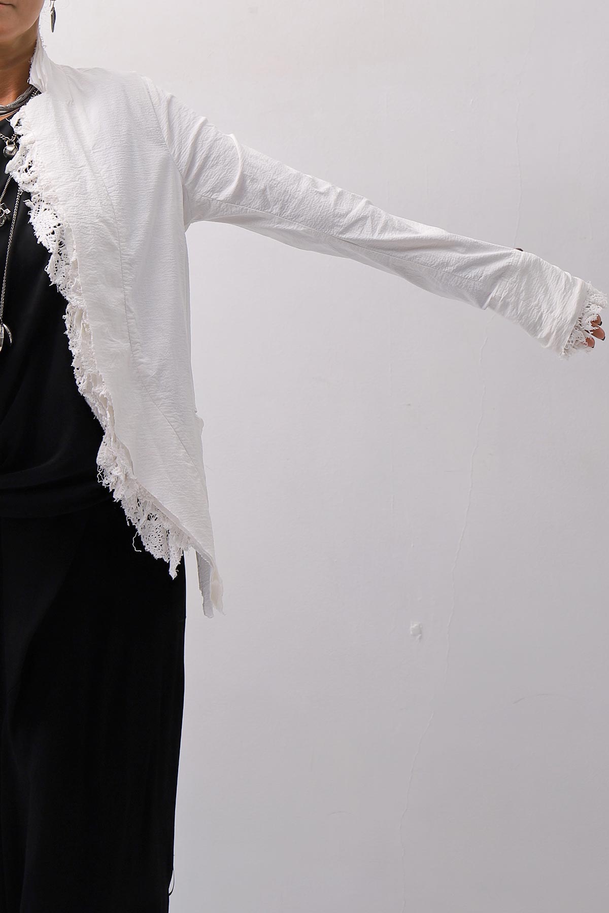 【RUNDHOLZ】 GRUNGE COTTON LACE &amp; STRETCH JACKET _SEAFOAM FOG