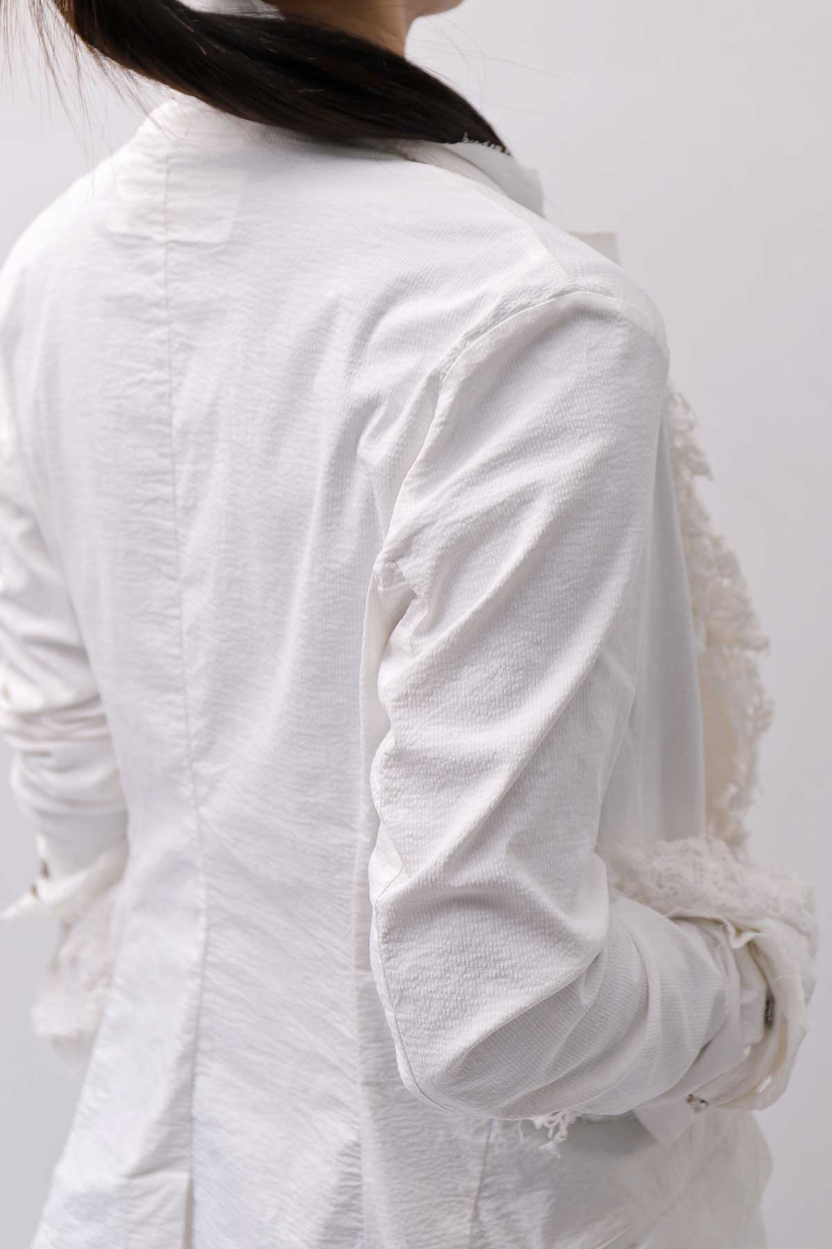 【RUNDHOLZ】 GRUNGE COTTON LACE &amp; STRETCH JACKET _SEAFOAM FOG