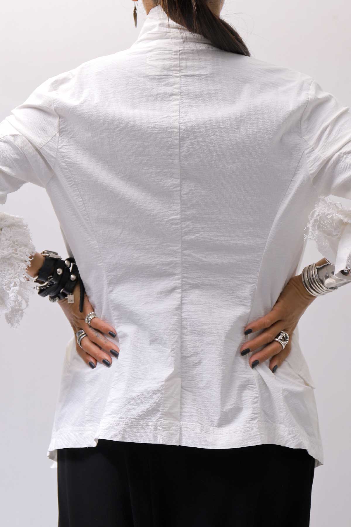 【RUNDHOLZ】 GRUNGE COTTON LACE &amp; STRETCH JACKET _SEAFOAM FOG