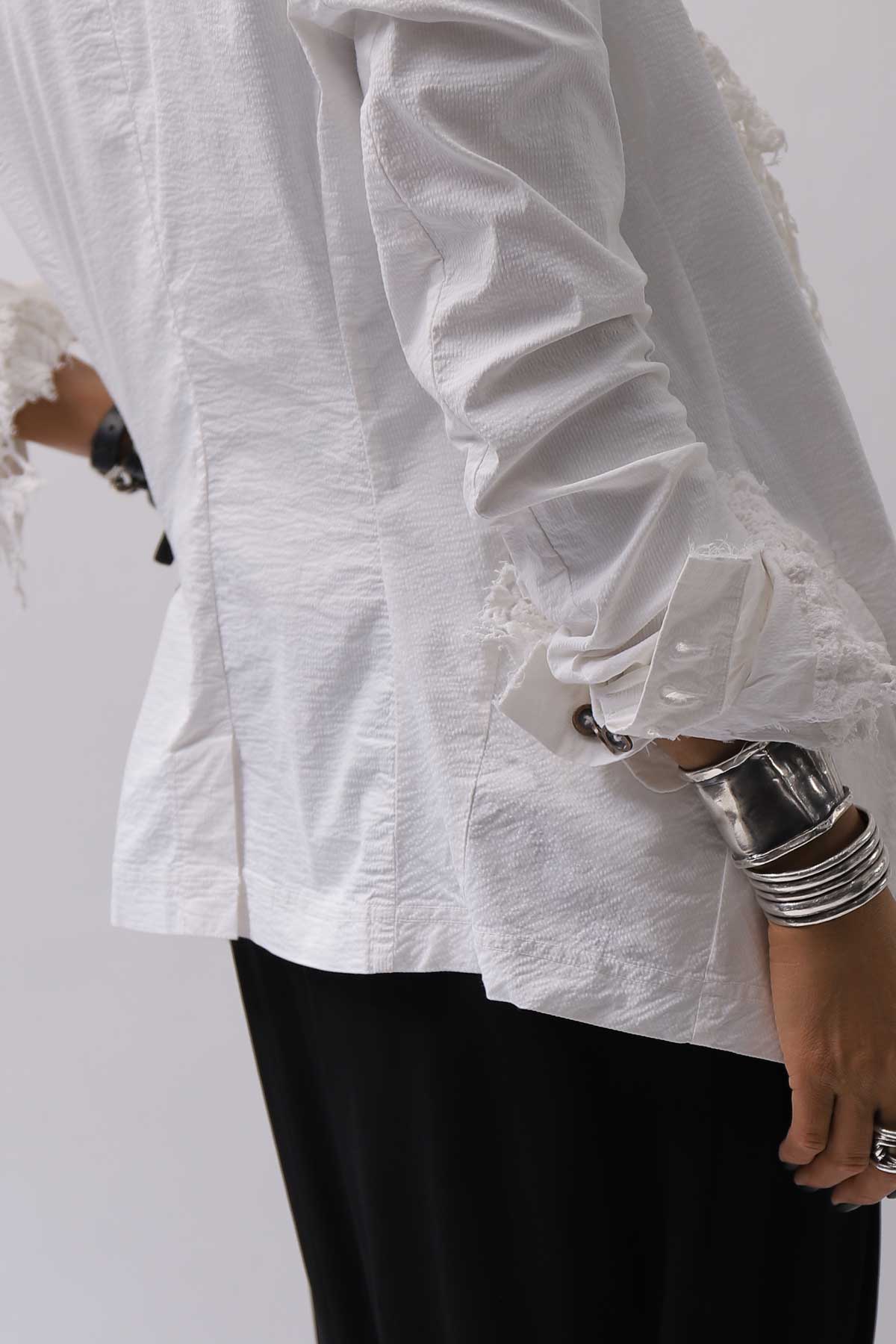 【RUNDHOLZ】 GRUNGE COTTON LACE &amp; STRETCH JACKET _SEAFOAM FOG