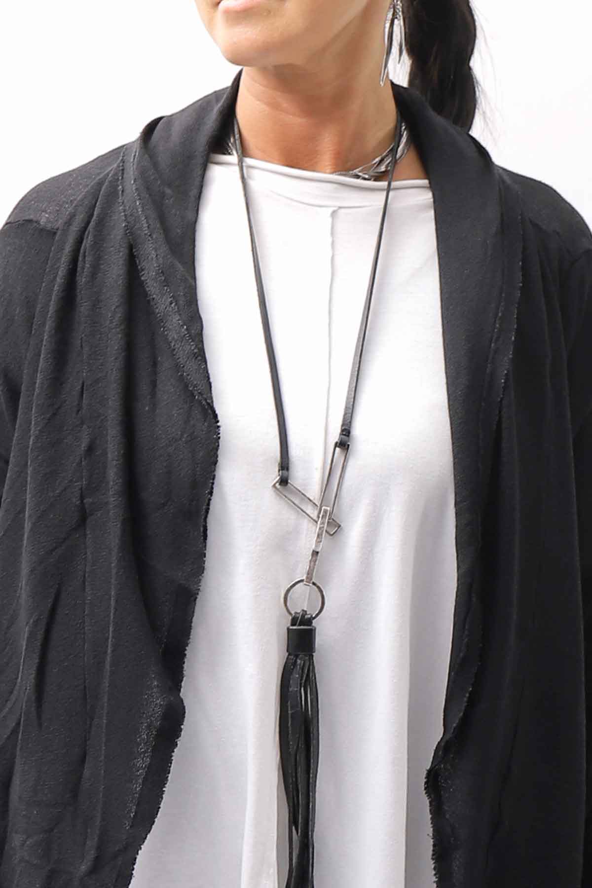 【NOSTRASANTISSIMA】 ASYMMETRY BACK CROSS CARDIGAN TS24_BLACK