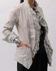 【RUNDHOLZ】 GRUNGE COTTON LACE & STRETCH JACKET _LINEN FOG