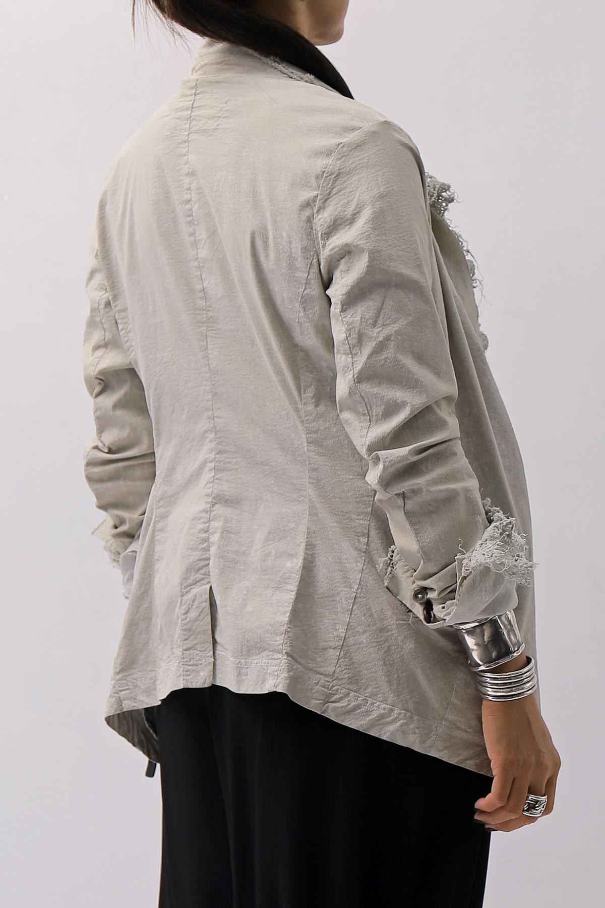 【RUNDHOLZ】 GRUNGE COTTON LACE &amp; STRETCH JACKET _LINEN FOG