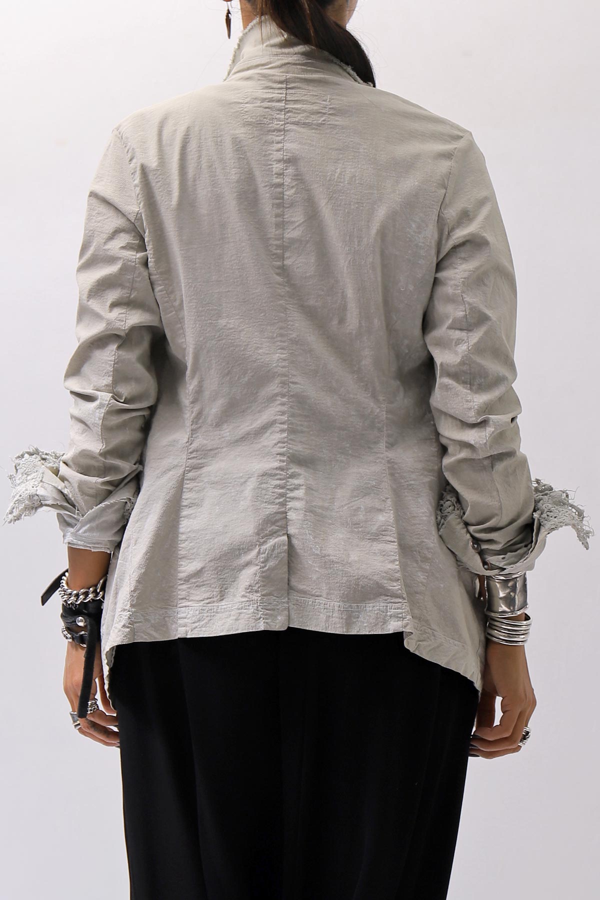 【RUNDHOLZ】 GRUNGE COTTON LACE &amp; STRETCH JACKET _LINEN FOG