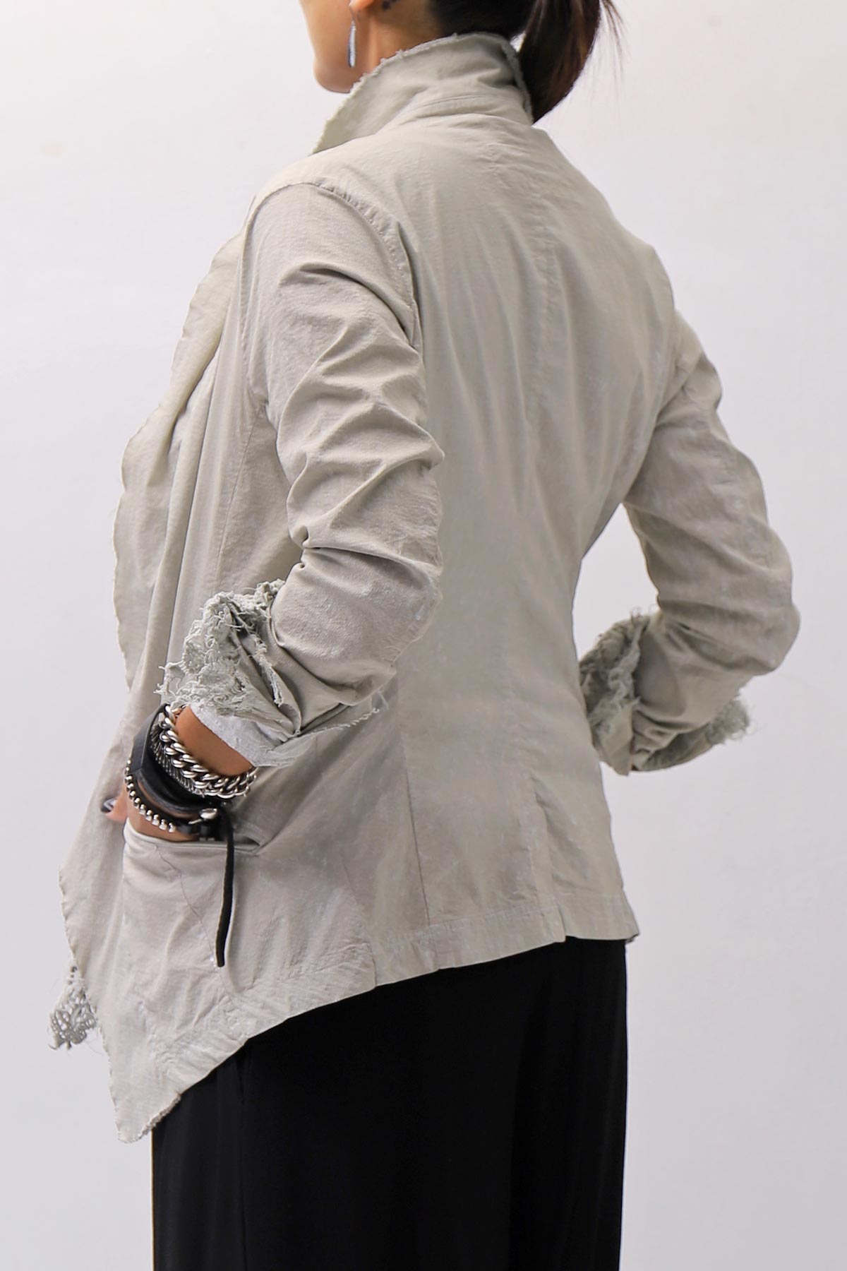 【RUNDHOLZ】 GRUNGE COTTON LACE &amp; STRETCH JACKET _LINEN FOG