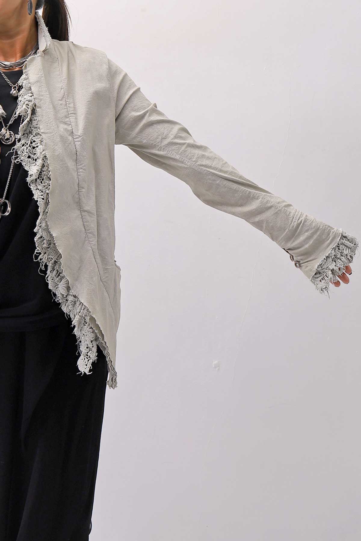 【RUNDHOLZ】 GRUNGE COTTON LACE &amp; STRETCH JACKET _LINEN FOG