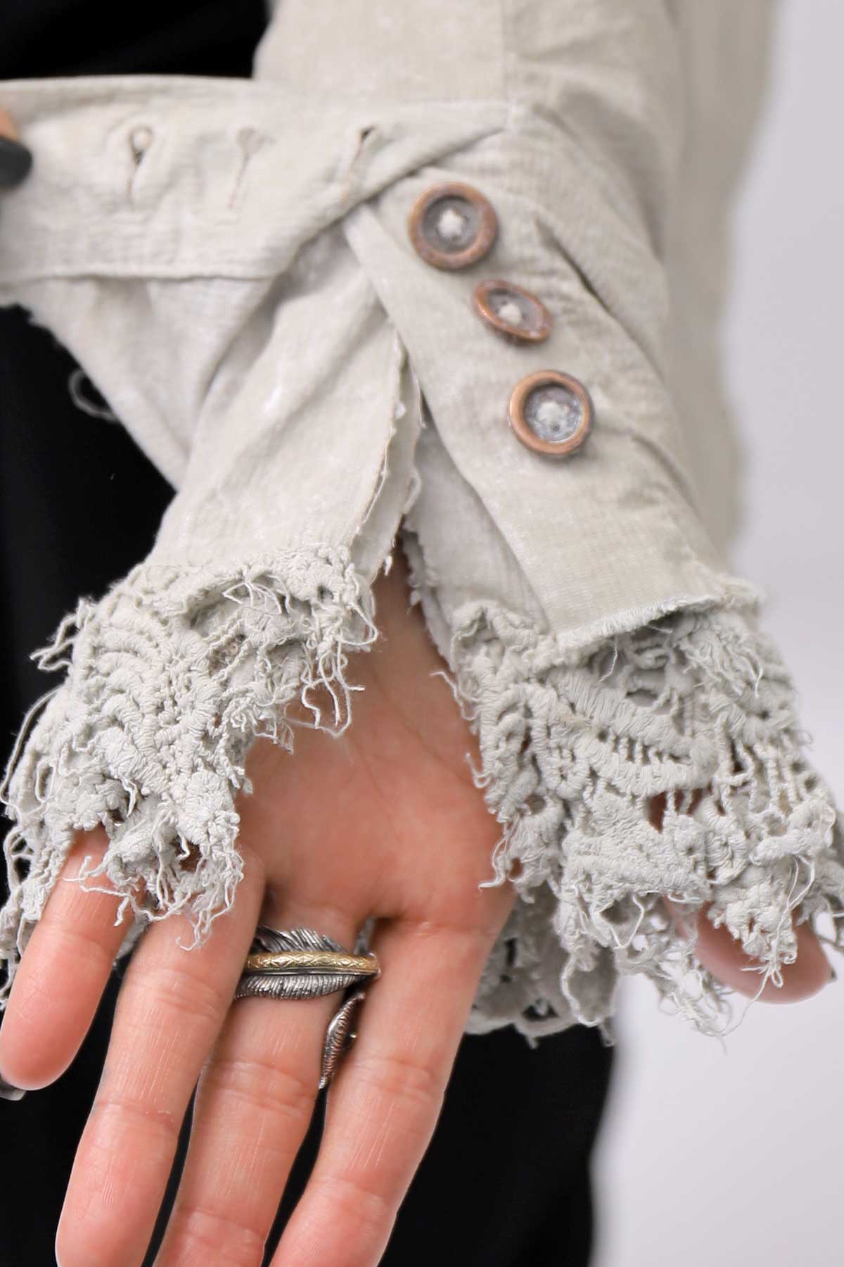【RUNDHOLZ】 GRUNGE COTTON LACE &amp; STRETCH JACKET _LINEN FOG