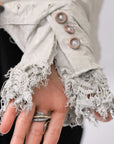 【RUNDHOLZ】 GRUNGE COTTON LACE & STRETCH JACKET _LINEN FOG
