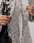 【RUNDHOLZ】 GRUNGE COTTON LACE & STRETCH JACKET _LINEN FOG