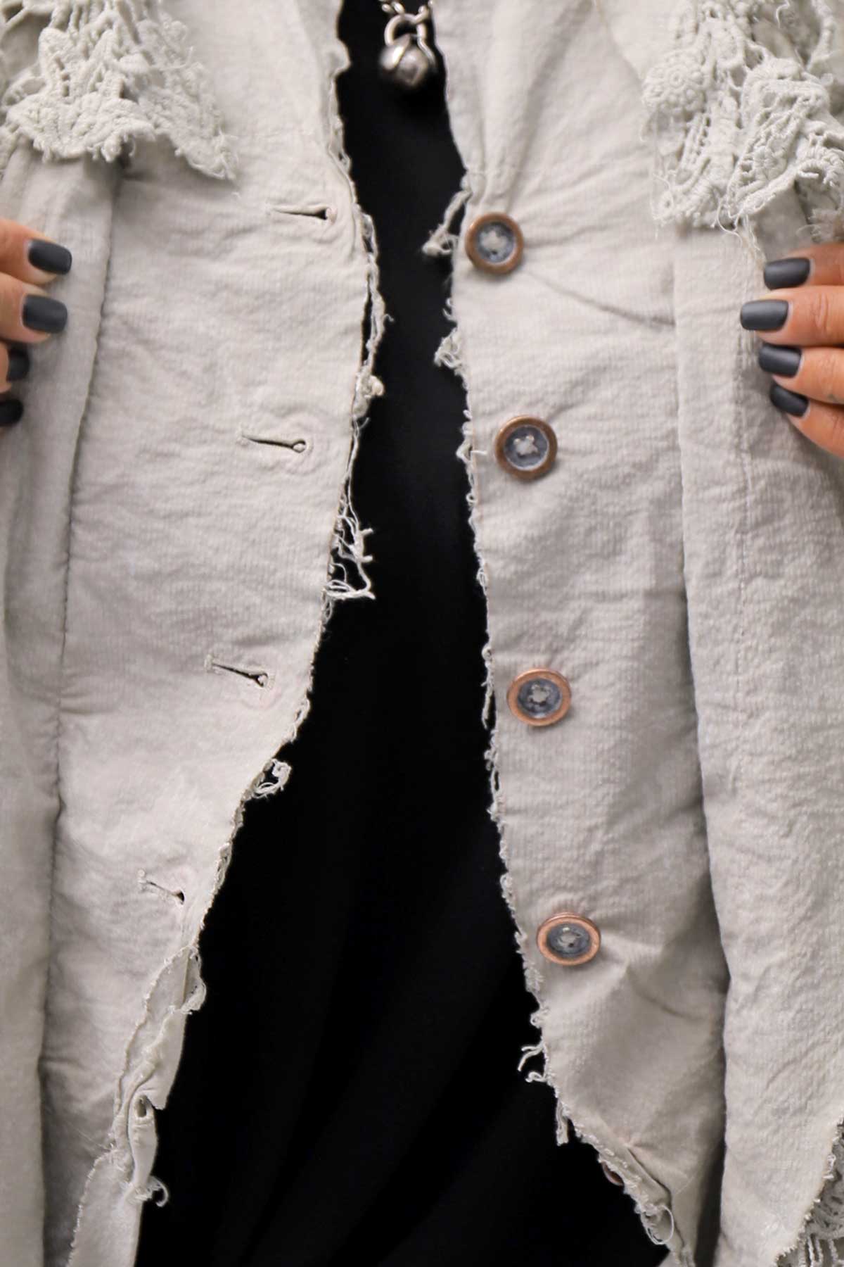 【RUNDHOLZ】 GRUNGE COTTON LACE &amp; STRETCH JACKET _LINEN FOG