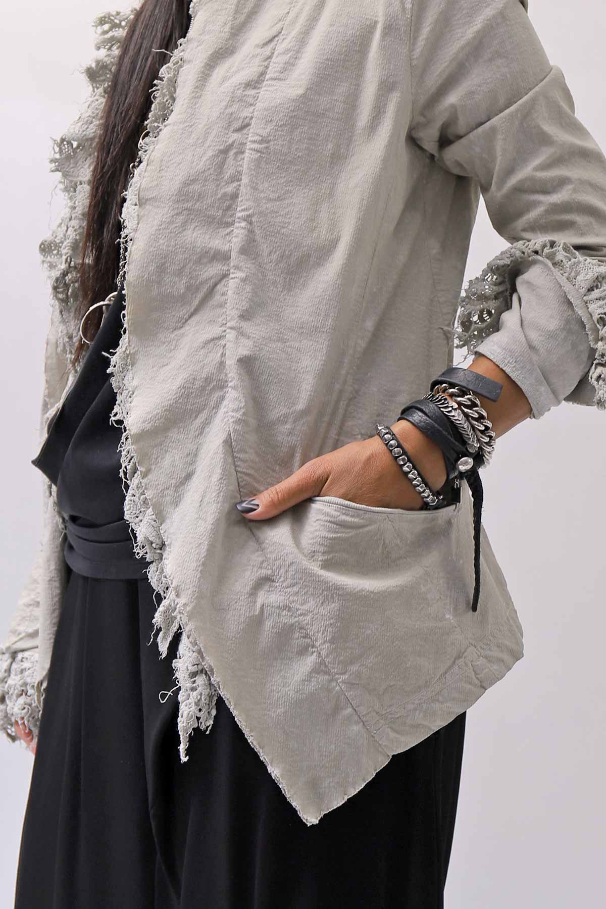 【RUNDHOLZ】 GRUNGE COTTON LACE &amp; STRETCH JACKET _LINEN FOG