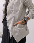 【RUNDHOLZ】 GRUNGE COTTON LACE & STRETCH JACKET _LINEN FOG